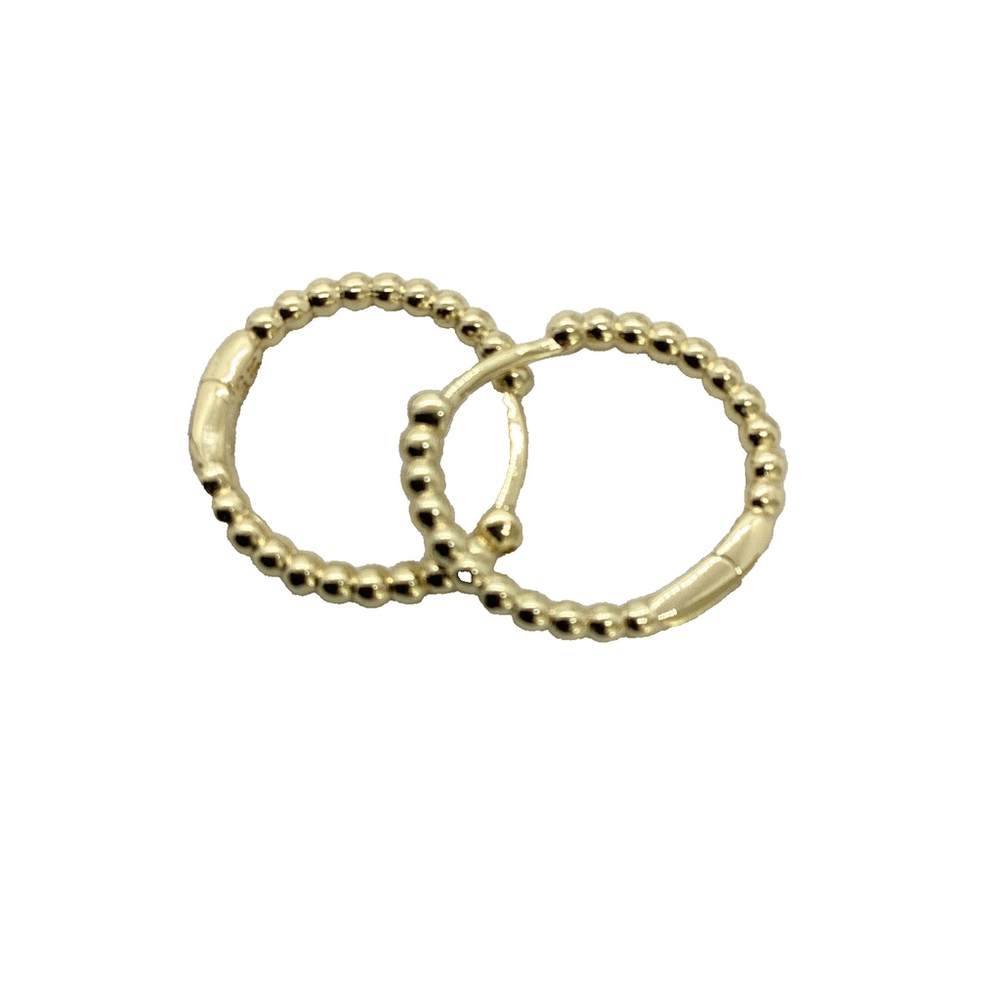 New Gold Plated Huggie Hoop Earrings With Bead Detailing